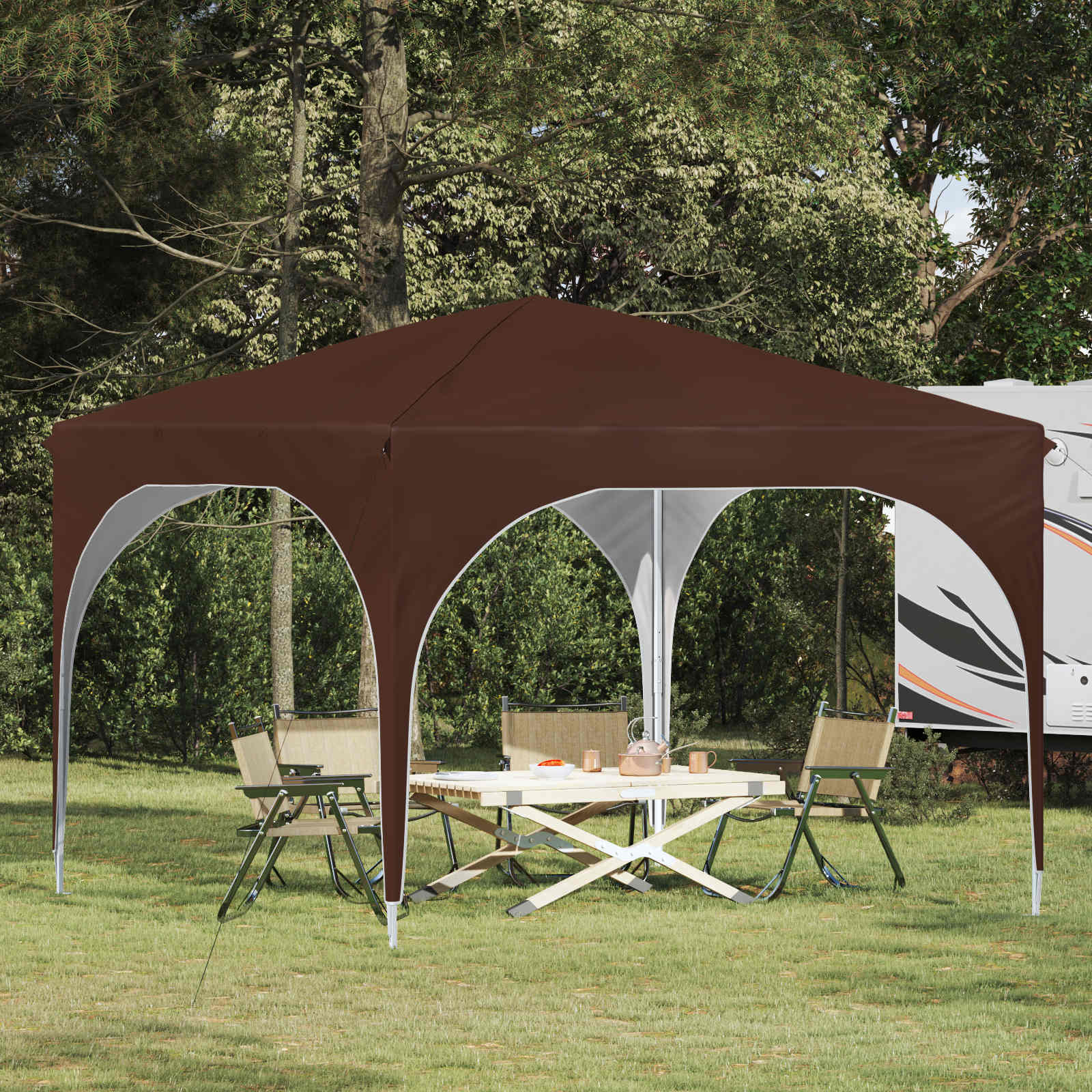 Pop-up Feesttent 290 x 290 x 245 cm Bruin