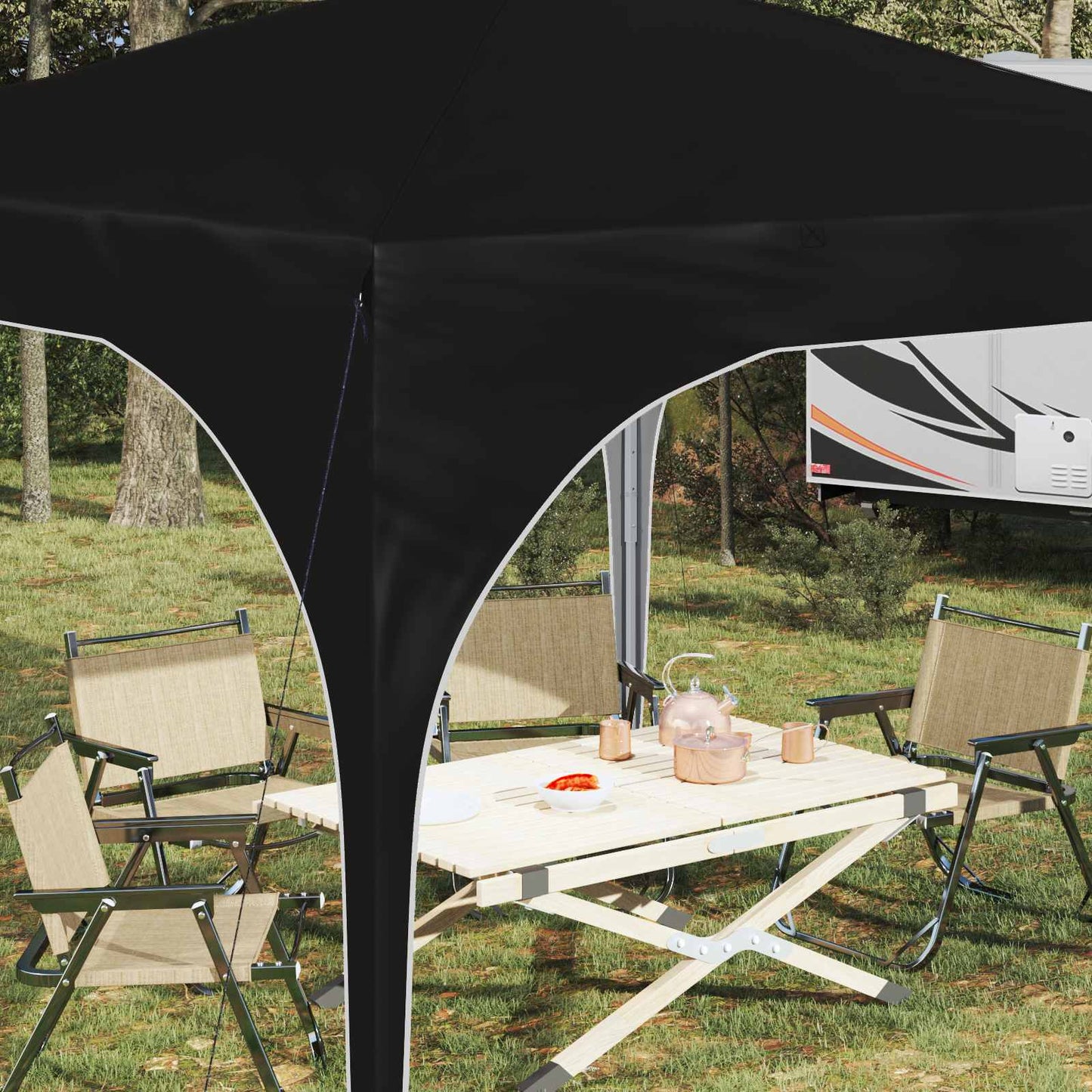 Pop-up Feesttent 290 x 290 x 245 cm Zwart