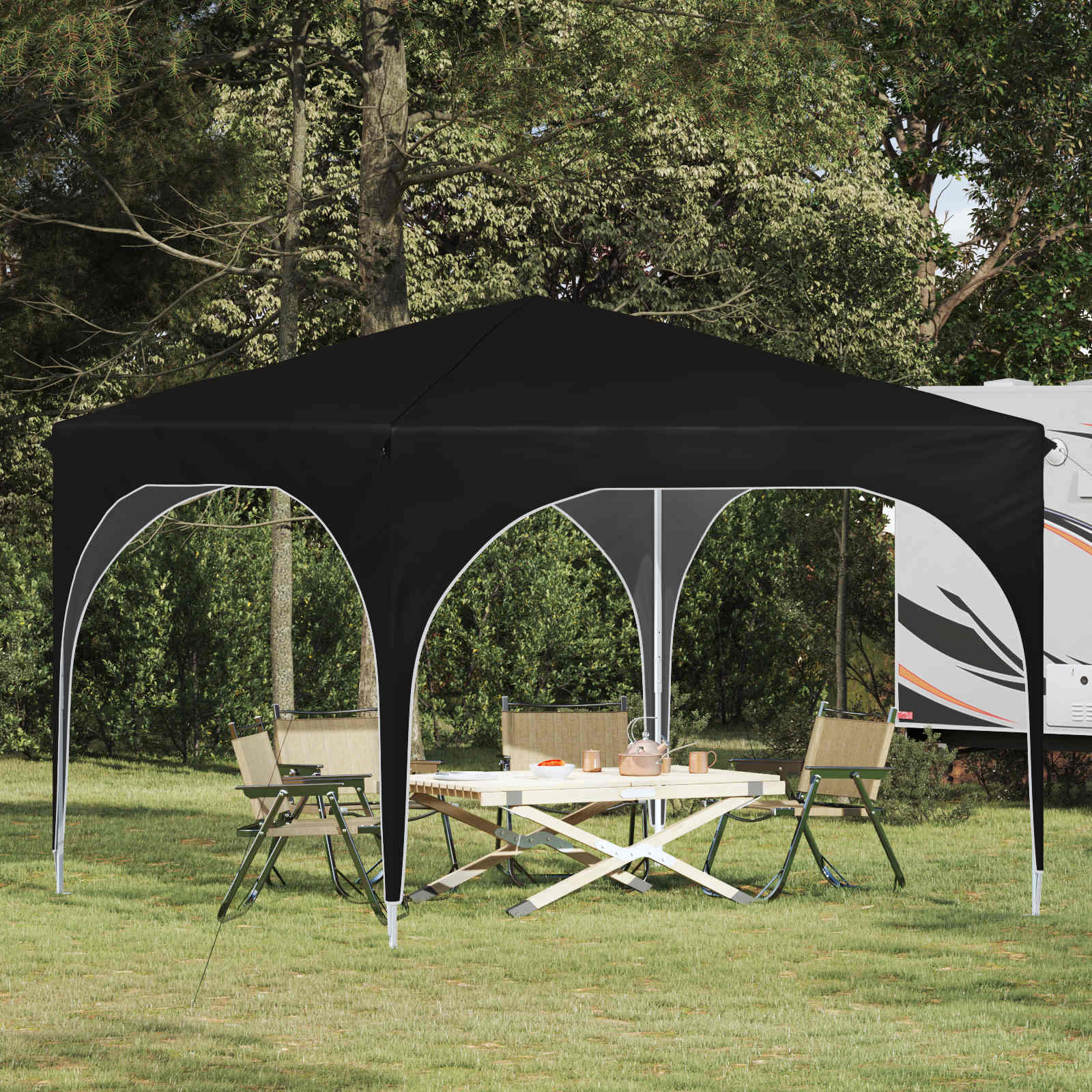Pop-up Feesttent 290 x 290 x 245 cm Zwart