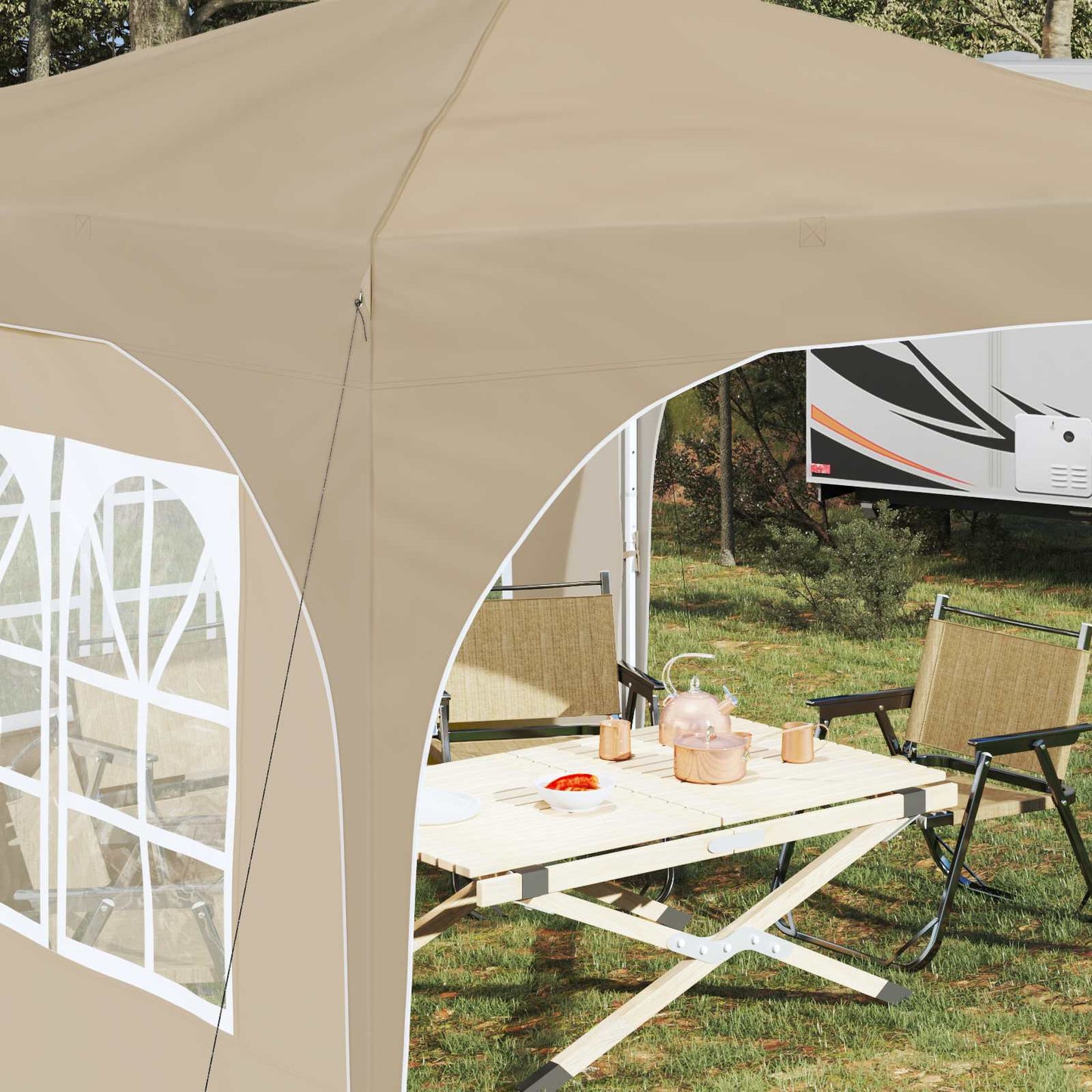 Pop-up Feesttent 290 x 290 x 245 cm Crèmekleurig