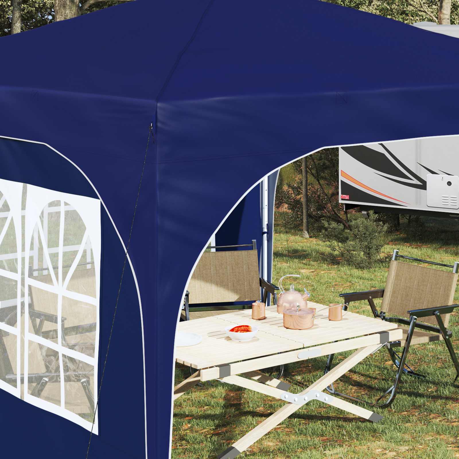 Pop-up Feesttent 290 x 290 x 245 cm Blauw