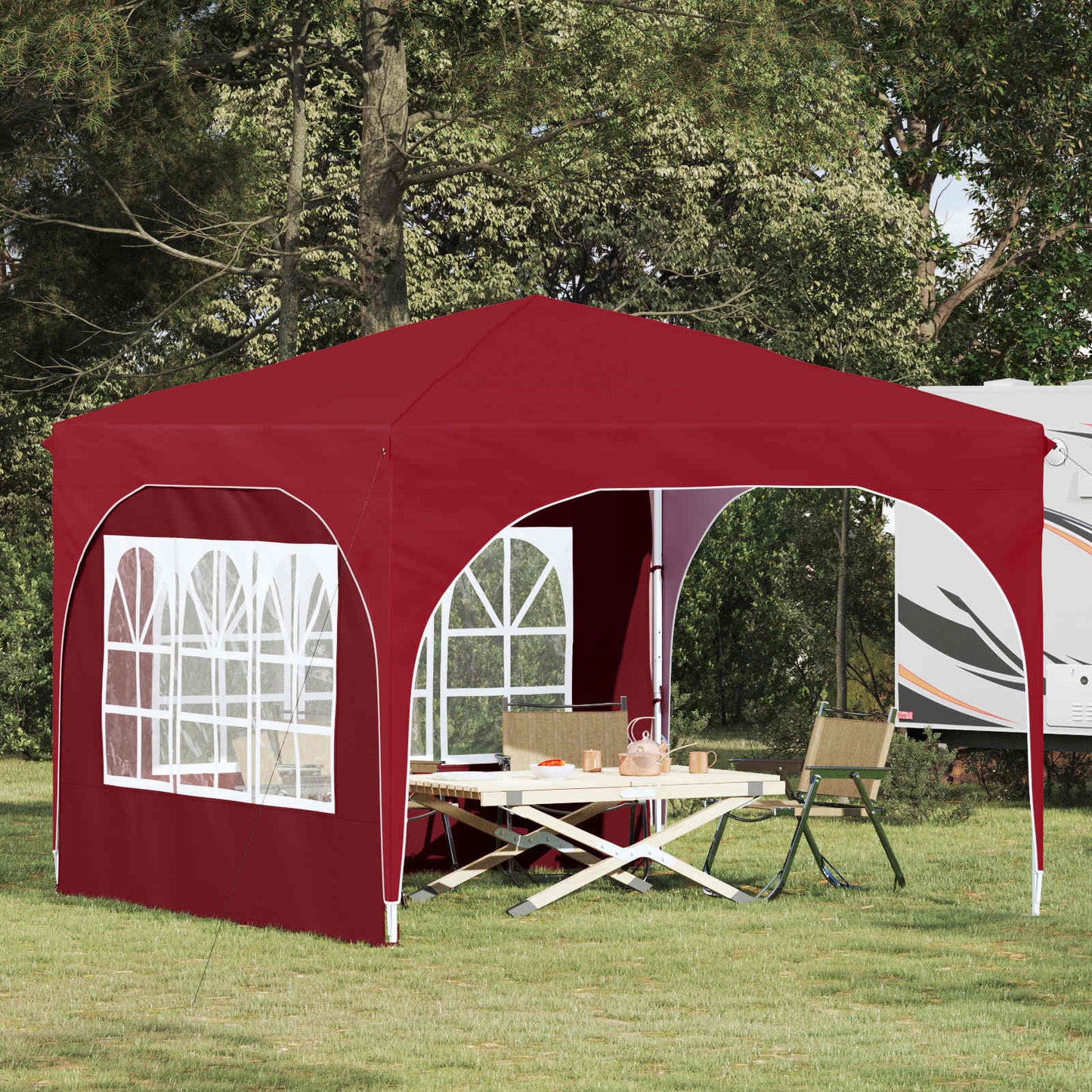 Pop-up Feesttent 290 x 290 x 245 cm Bordeauxrood