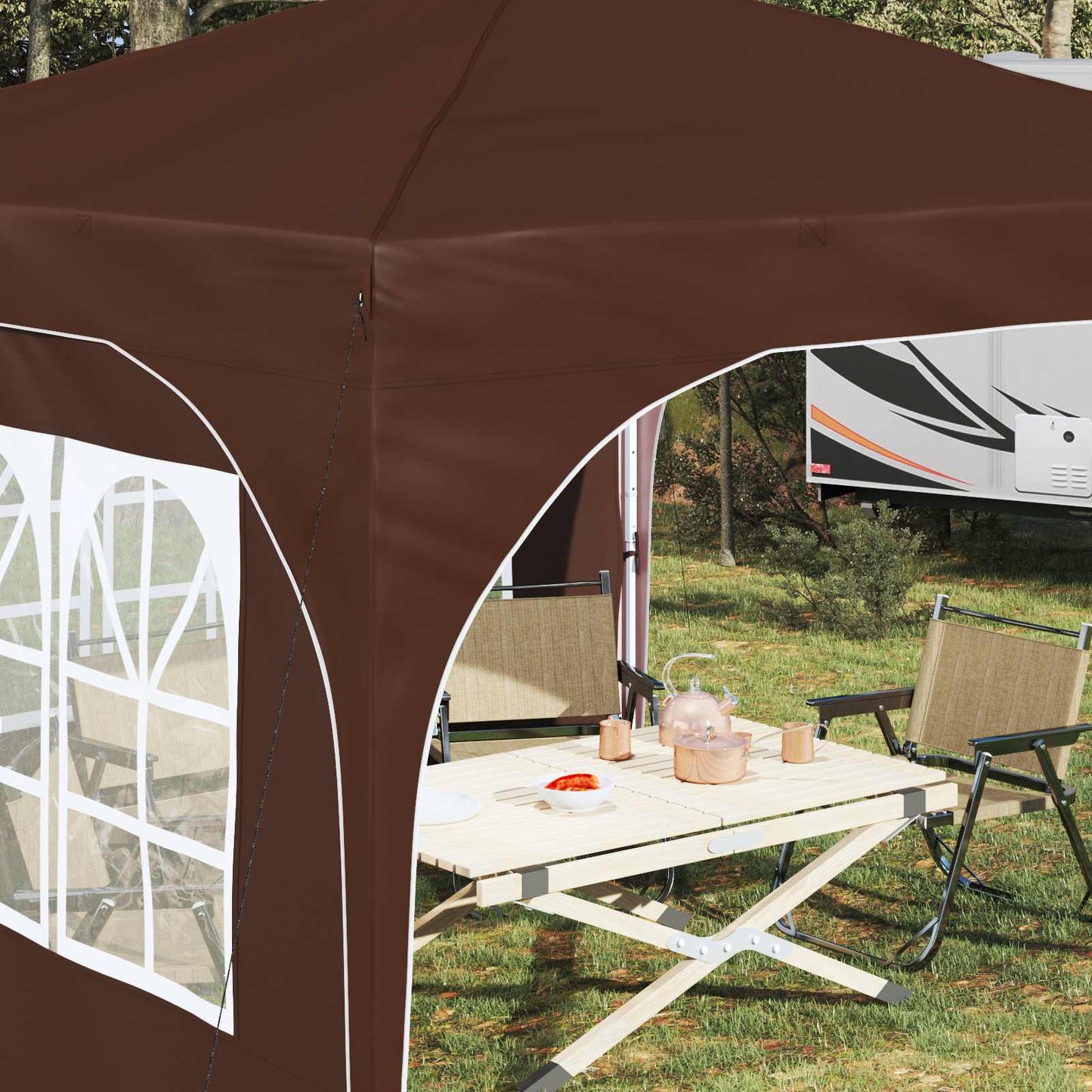 Pop-up Feesttent 290 x 290 x 245 cm Bruin