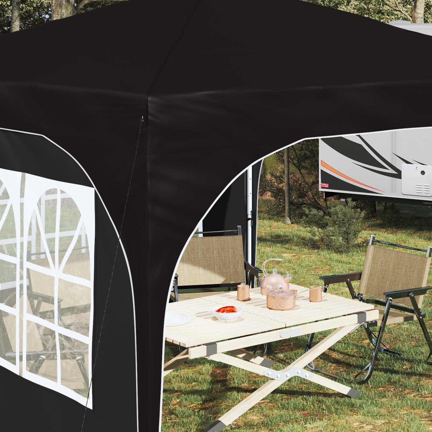 Pop-up Feesttent 290 x 290 x 245 cm Zwart