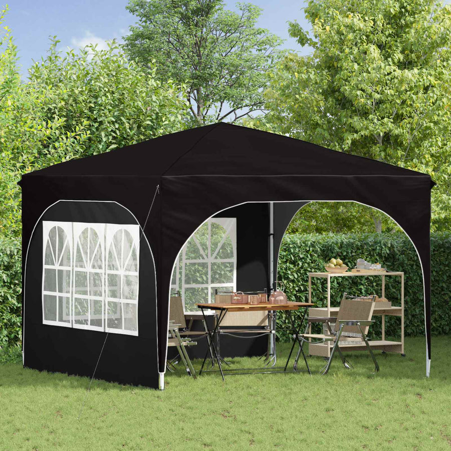 Pop-up Feesttent 290 x 290 x 245 cm Zwart