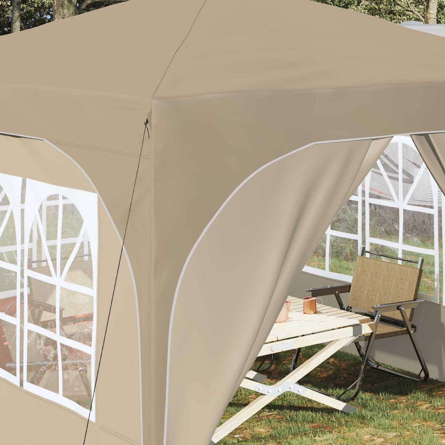 Pop-up Feesttent 290 x 290 x 245 cm Crèmekleurig