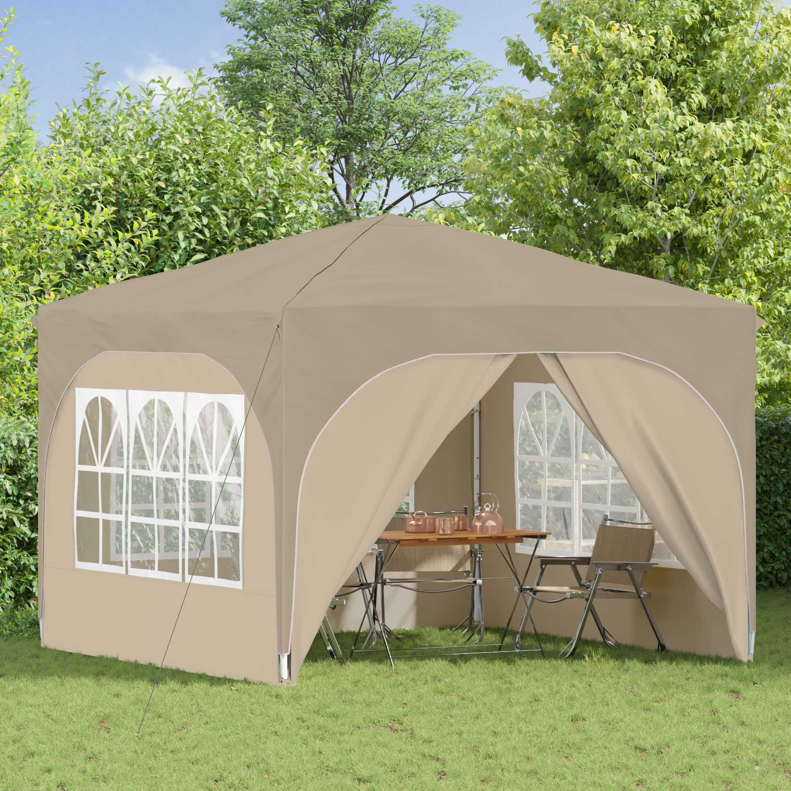 Pop-up Feesttent 290 x 290 x 245 cm Crèmekleurig