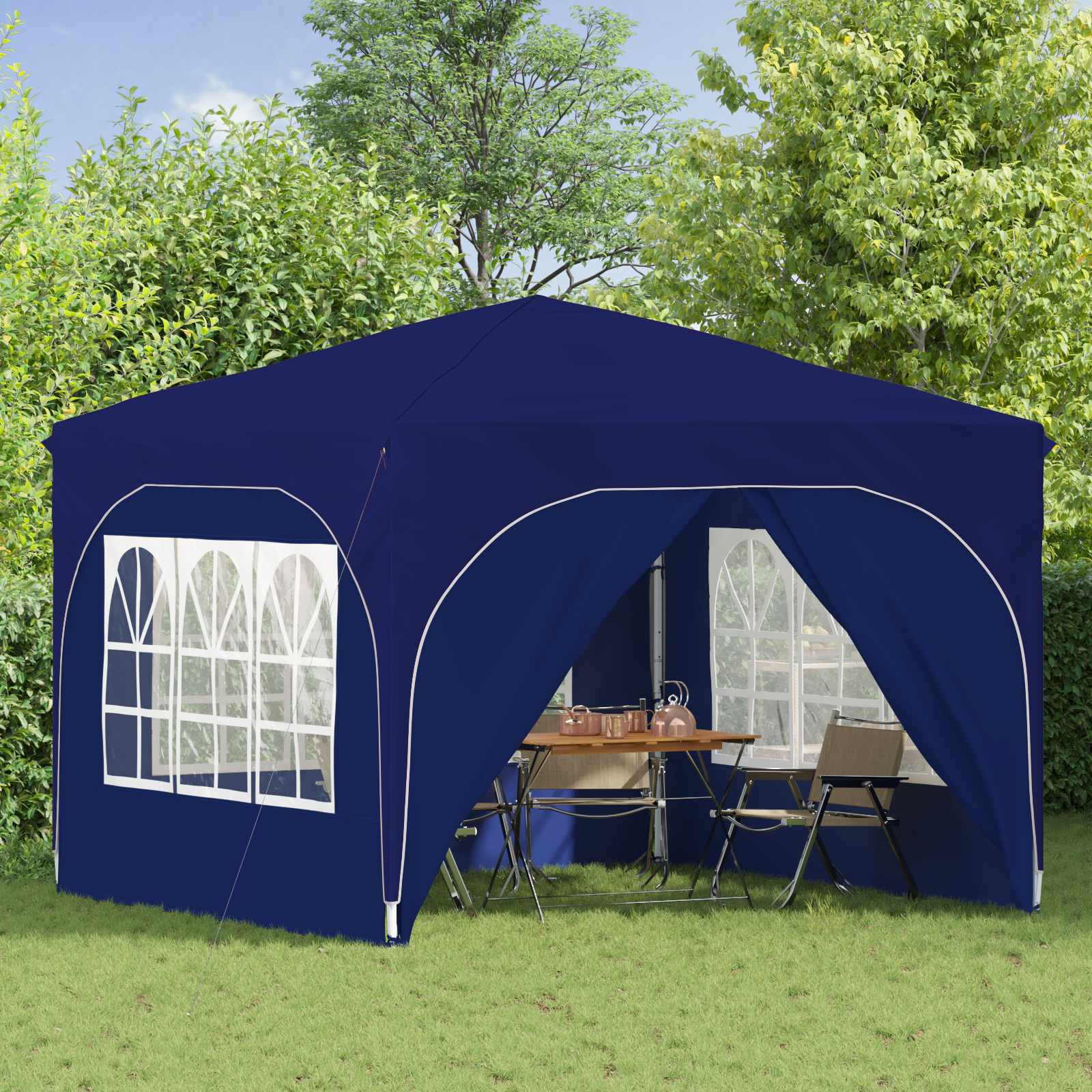 Pop-up Feesttent 290 x 290 x 245 cm Blauw