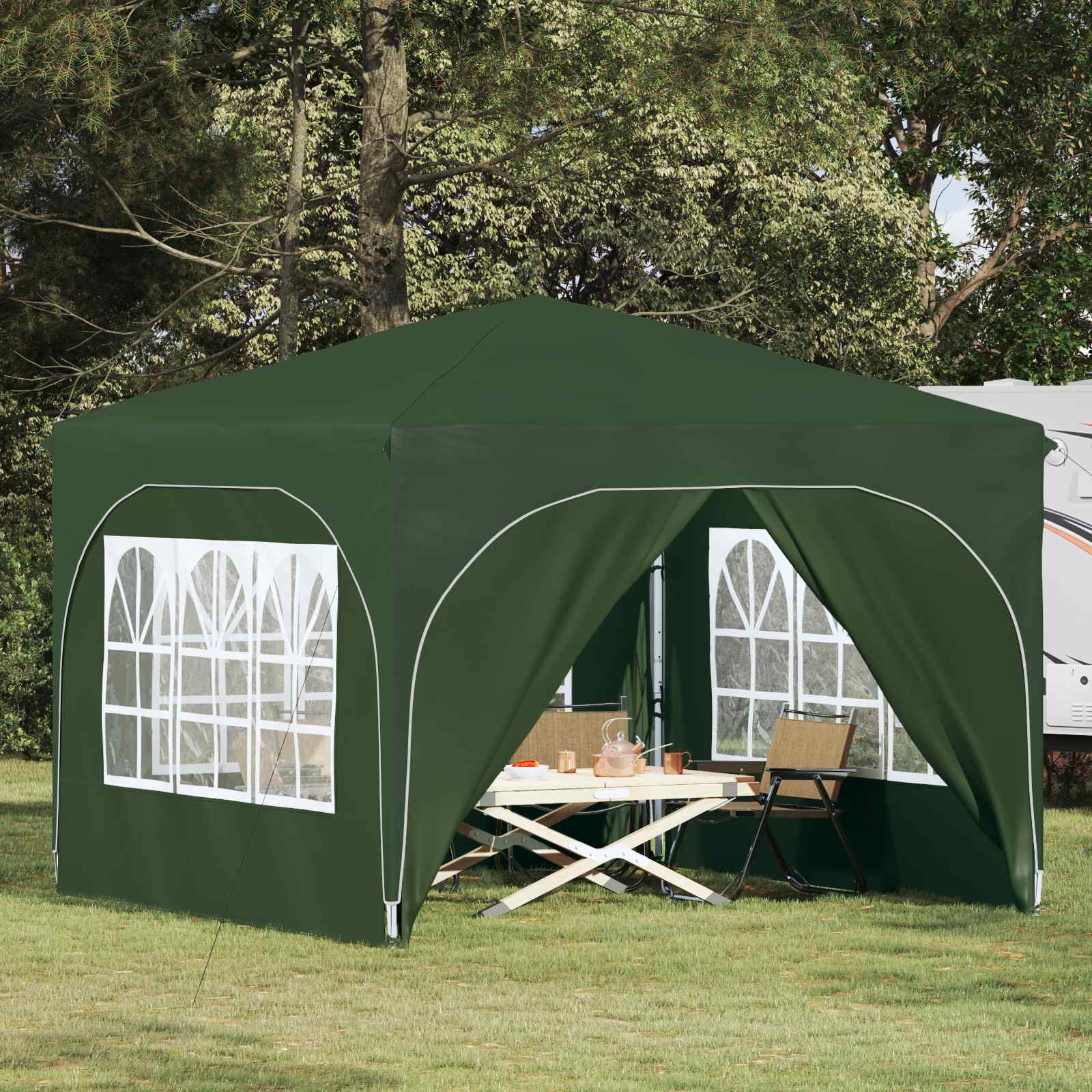 Pop-up Feesttent 290 x 290 x 245 cm Groen