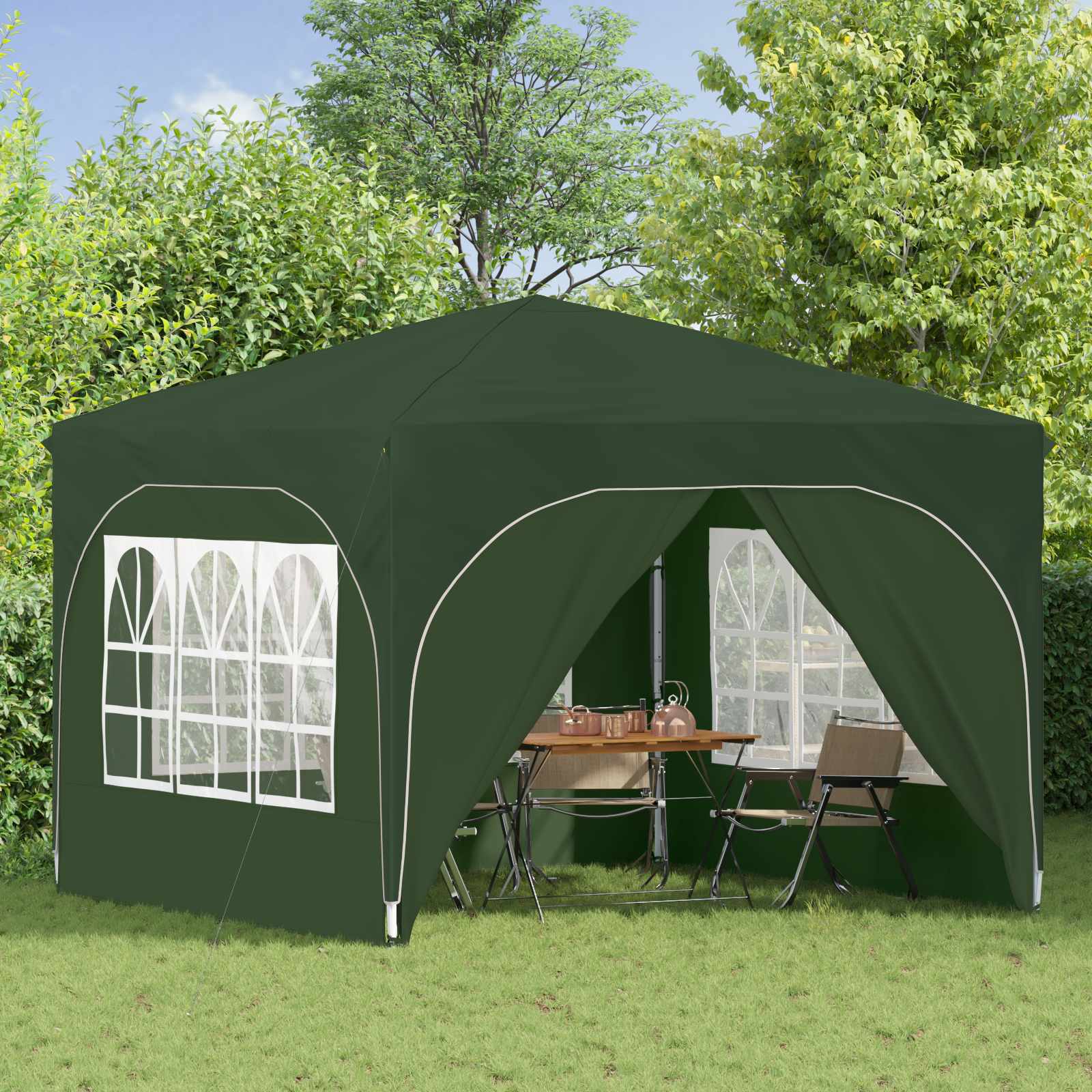 Pop-up Feesttent 290 x 290 x 245 cm Groen