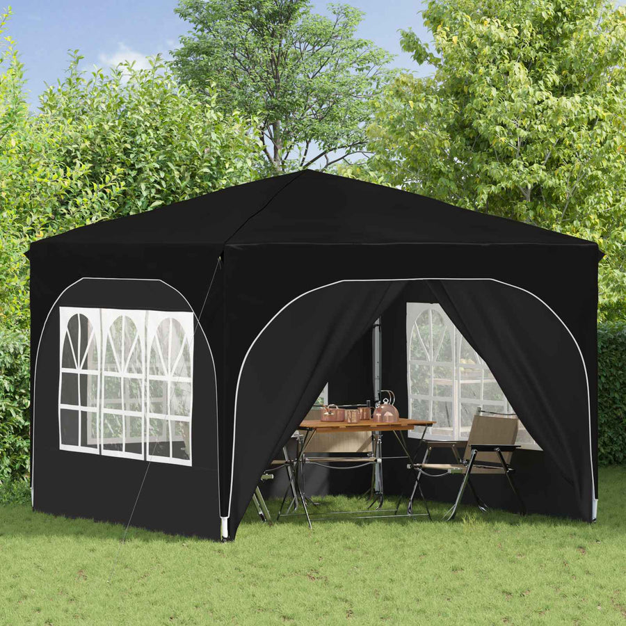 Pop-up Feesttent 290 x 290 x 245 cm Zwart