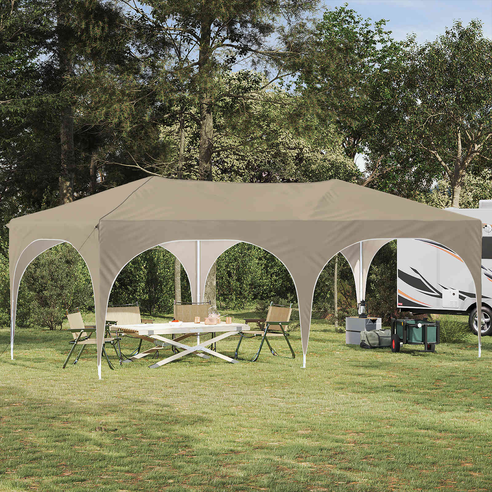 Pop-up Feesttent Crème 575 x 288 x 245 cm Oxford Stof