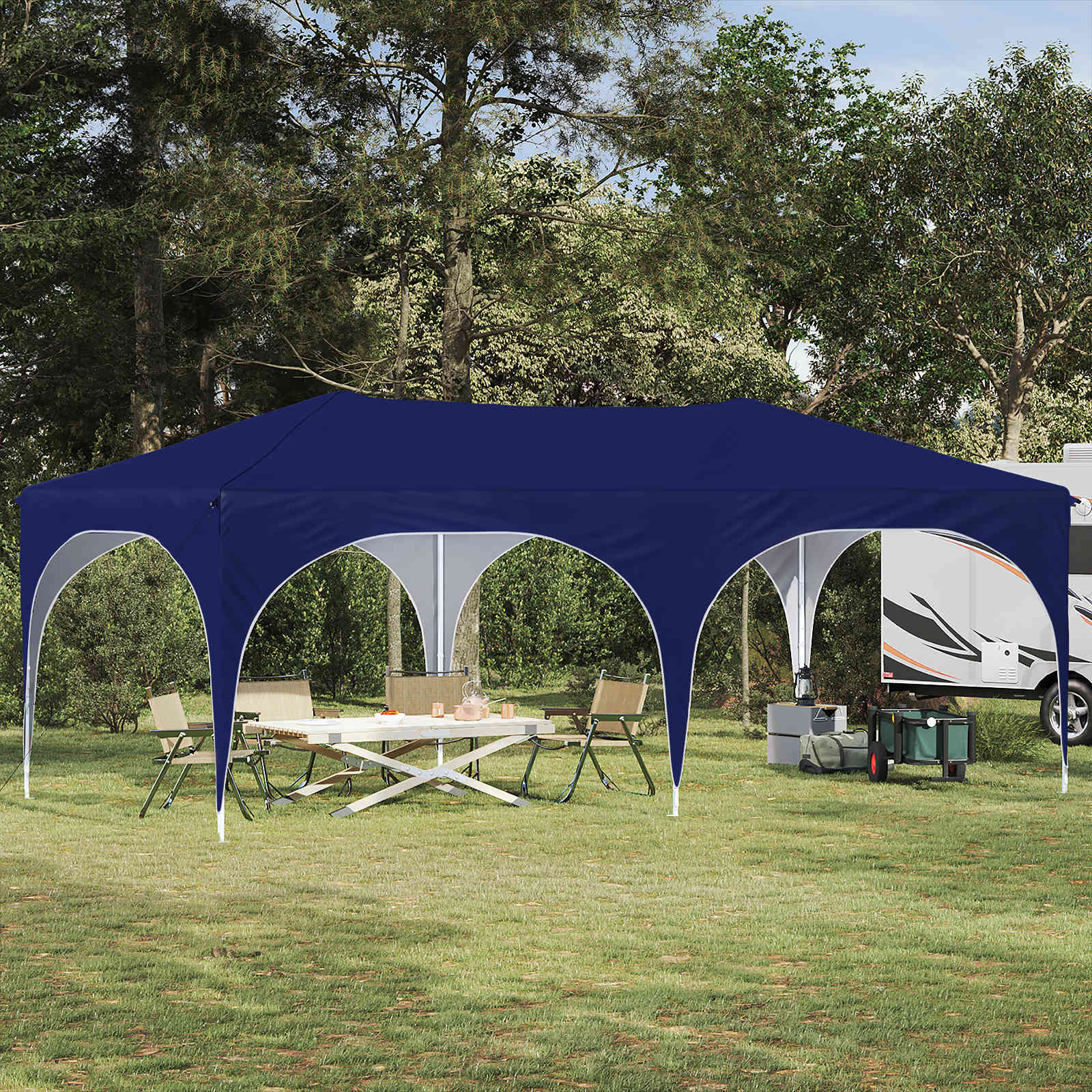 Pop-up Feesttent Blauw 575 x 288 x 245 cm Oxford Stof
