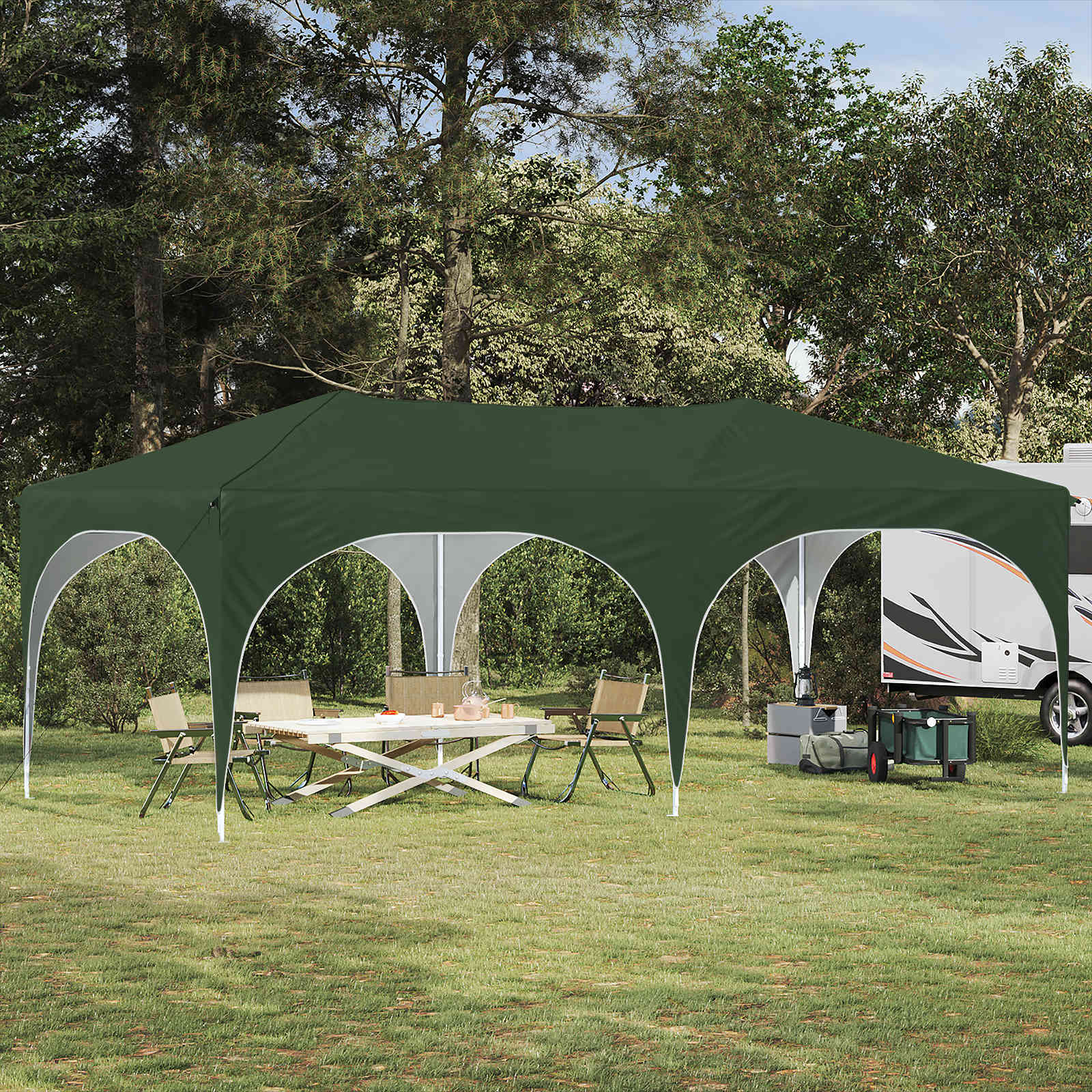Pop-up Feesttent Groen 575 x 288 x 245 cm Oxford Stof