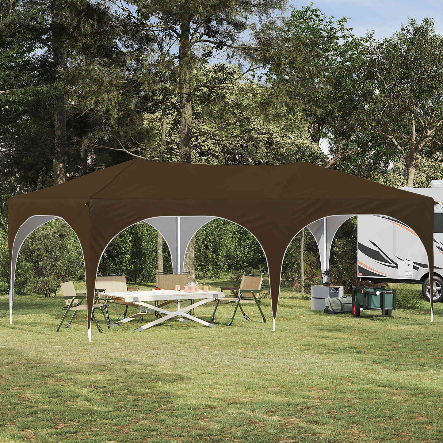 Pop-up Feesttent Taupe 575 x 288 x 245 cm Oxford Stof