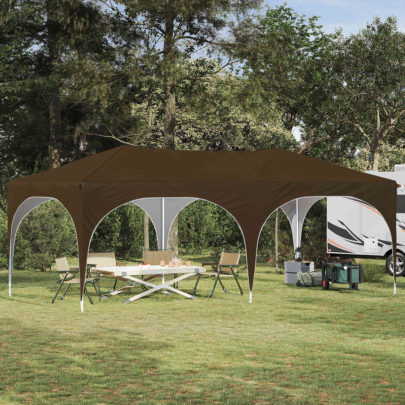 Pop-up Feesttent Taupe 575 x 288 x 245 cm Oxford Stof