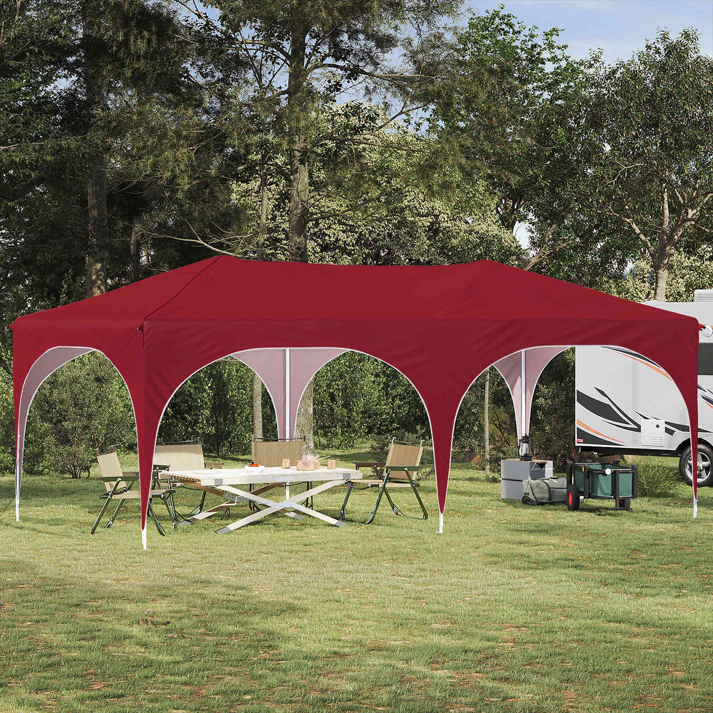 Pop-up Feesttent Bordeauxrood 575 x 288 x 245 cm Oxford Stof