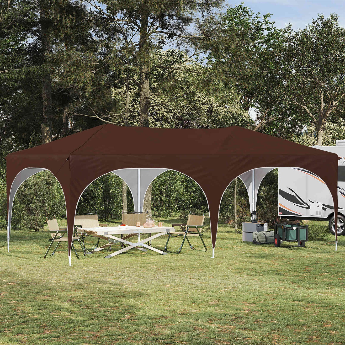 Pop-up Feesttent Bruin 575 x 288 x 245 cm Oxford Stof
