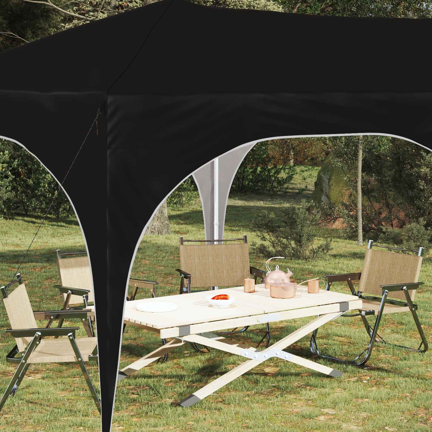Pop-up Feesttent Zwart 575 x 288 x 245 cm Oxford Stof