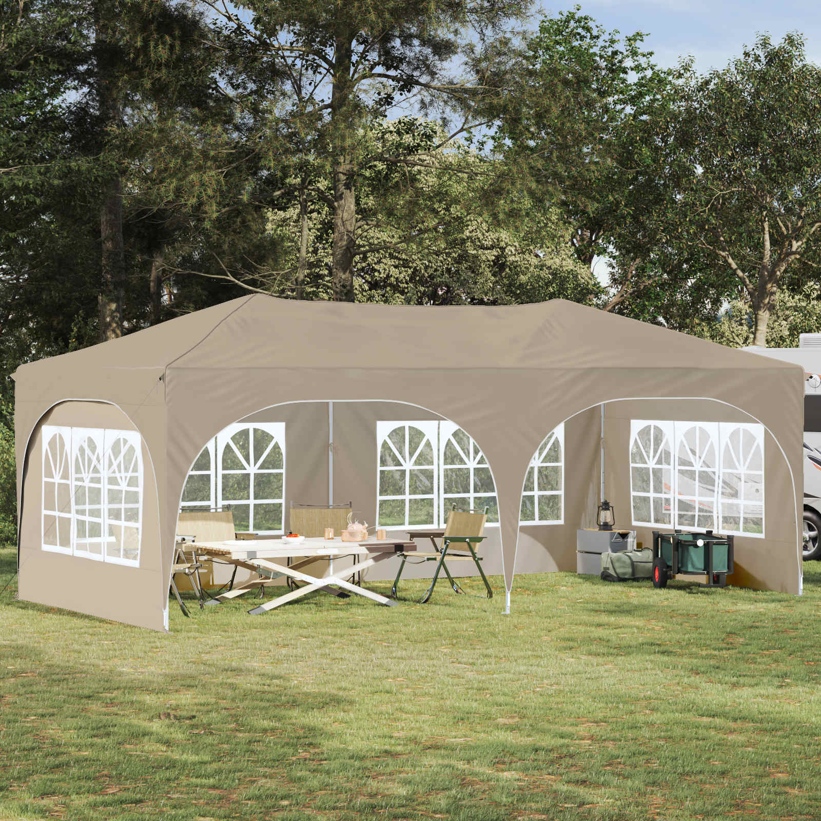 Pop-up Feesttent Crème 575 x 288 x 245 cm Oxford Stof