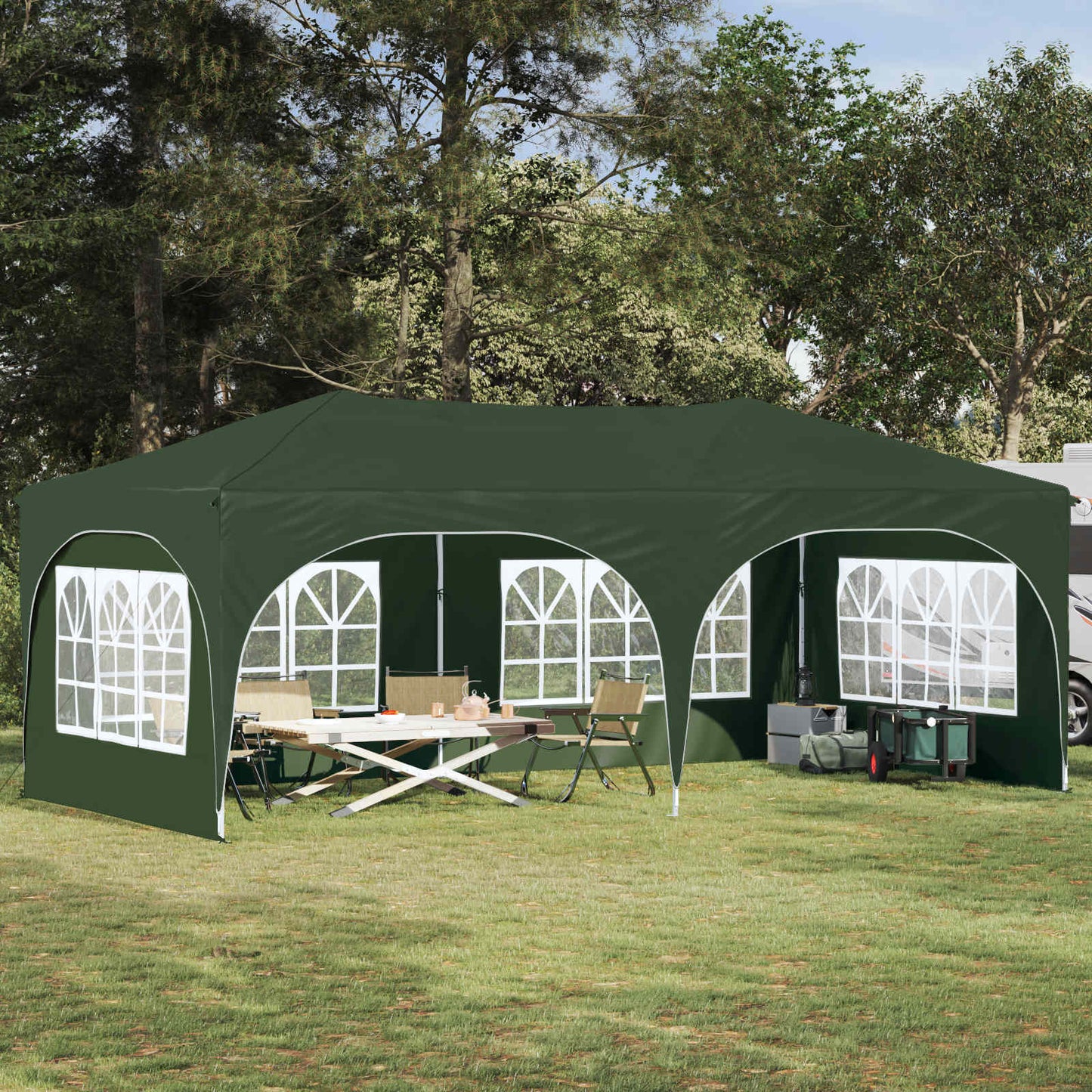 Pop-up Feesttent Groen 575 x 288 x 245 cm Oxford Stof