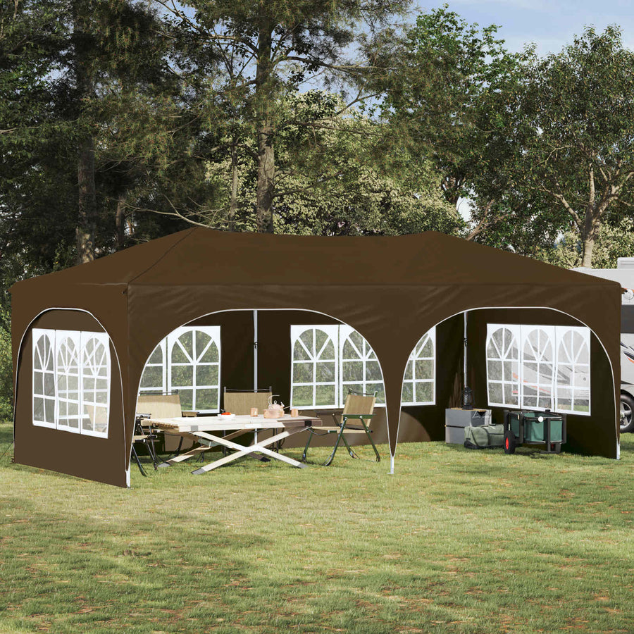 Pop-up Feesttent Taupe 575 x 288 x 245 cm Oxford Stof