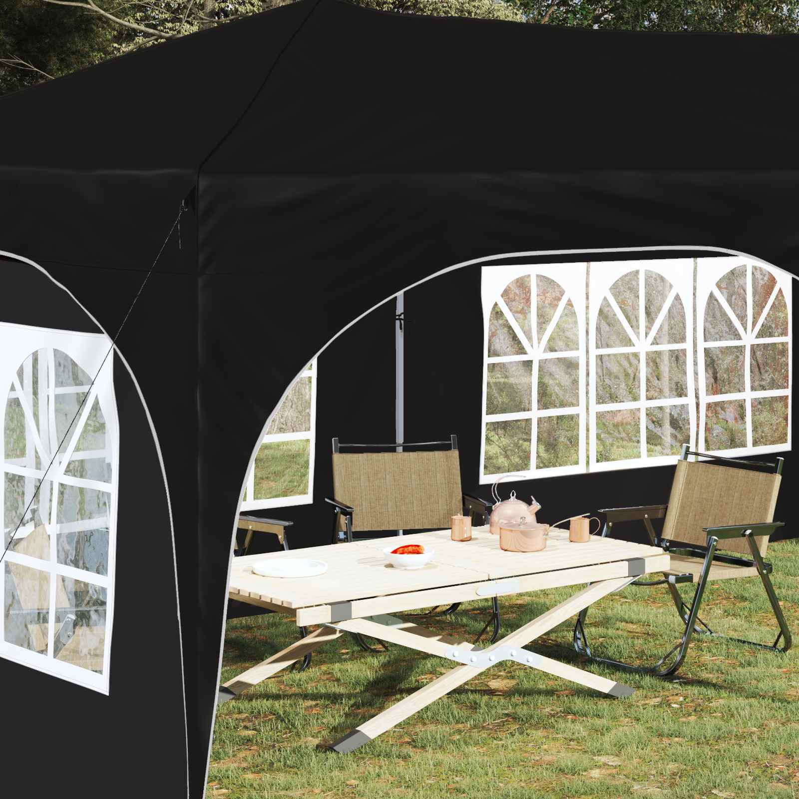 Pop-up Feesttent Zwart 575 x 288 x 245 cm Oxford Stof