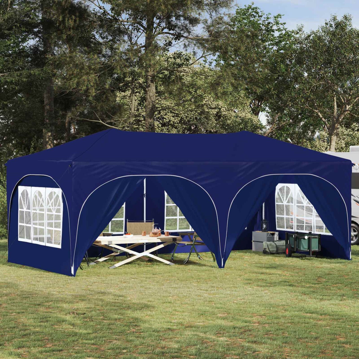 Pop-up Feesttent Blauw 575 x 288 x 245 cm Oxford Stof