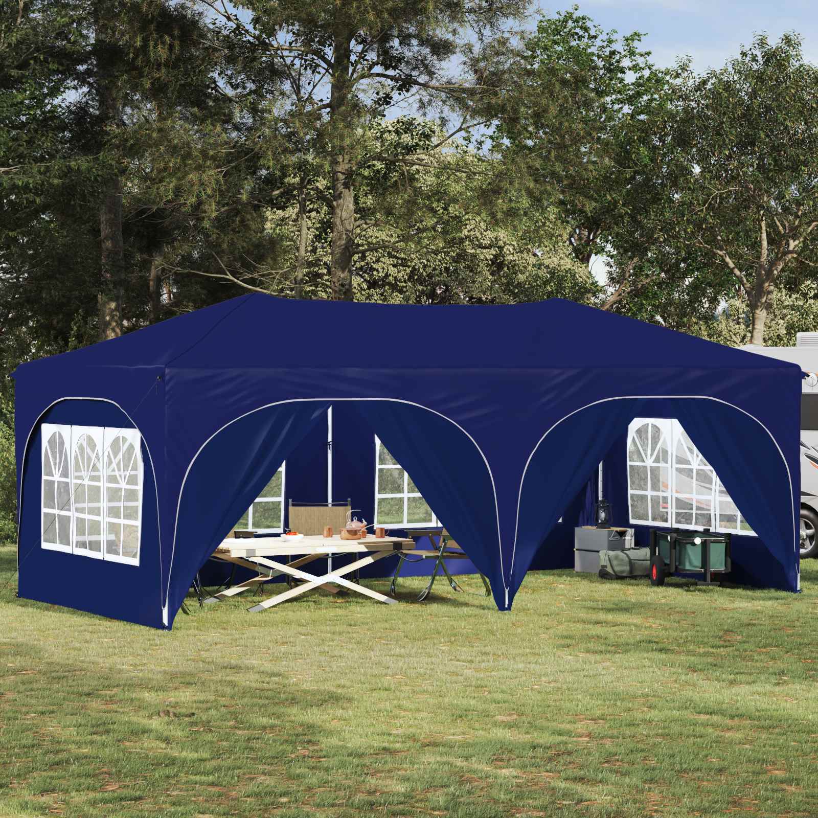 Pop-up Feesttent Blauw 575 x 288 x 245 cm Oxford Stof