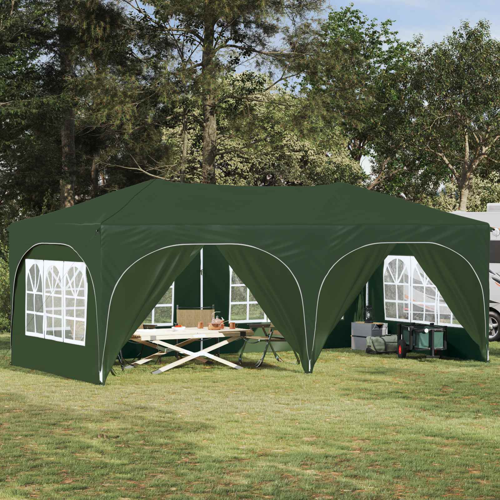 Pop-up Feesttent Groen 575 x 288 x 245 cm Oxford Stof