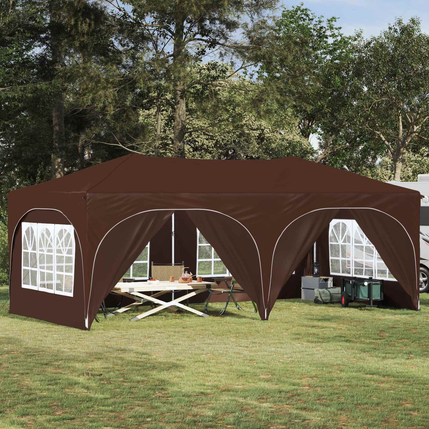 Pop-up Feesttent Bruin 575 x 288 x 245 cm Oxford Stof