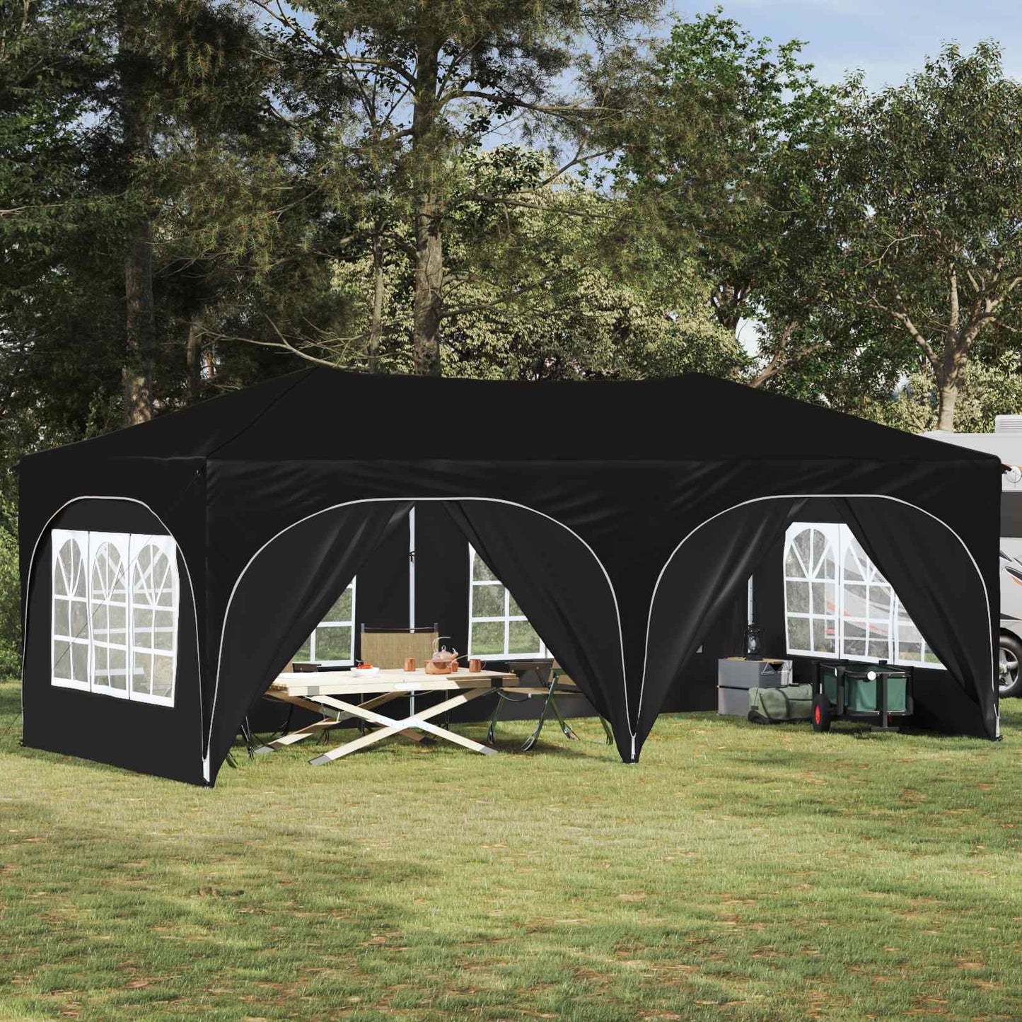 Pop-up Feesttent Zwart 575 x 288 x 245 cm Oxford Stof