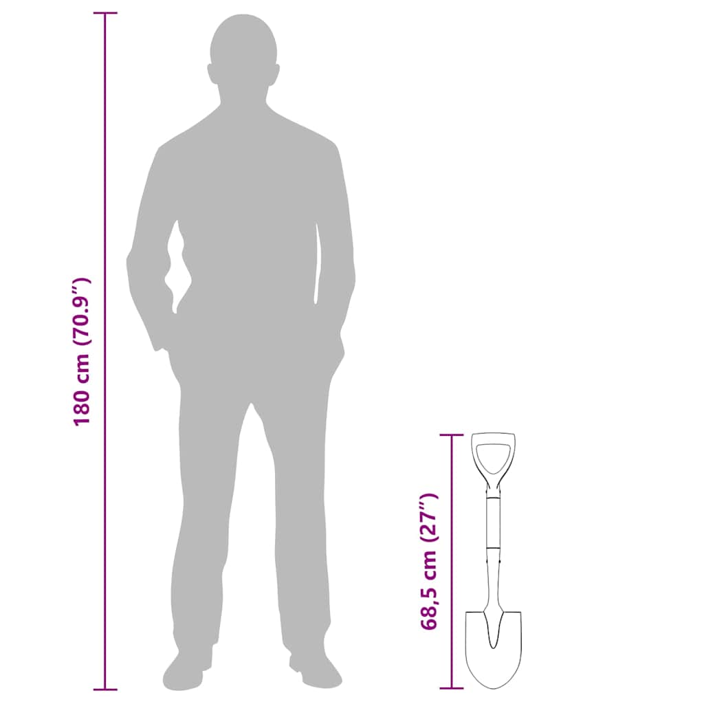 Schep Zwart 68,5 cm Krachtig gecoat staal en massief hout