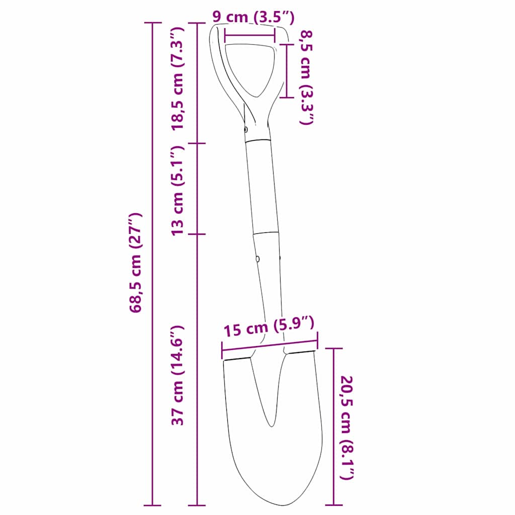 Schep Zwart 68,5 cm Krachtig gecoat staal en massief hout