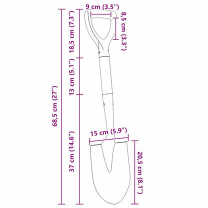 Schep Zwart 68,5 cm Krachtig gecoat staal en massief hout