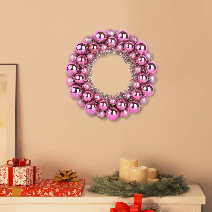 Kerstbal Kransen 2 pcs Roze 33 x 33 x 7 cm Polystyreen