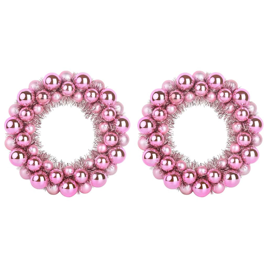 Kerstbal Kransen 2 pcs Roze 33 x 33 x 7 cm Polystyreen