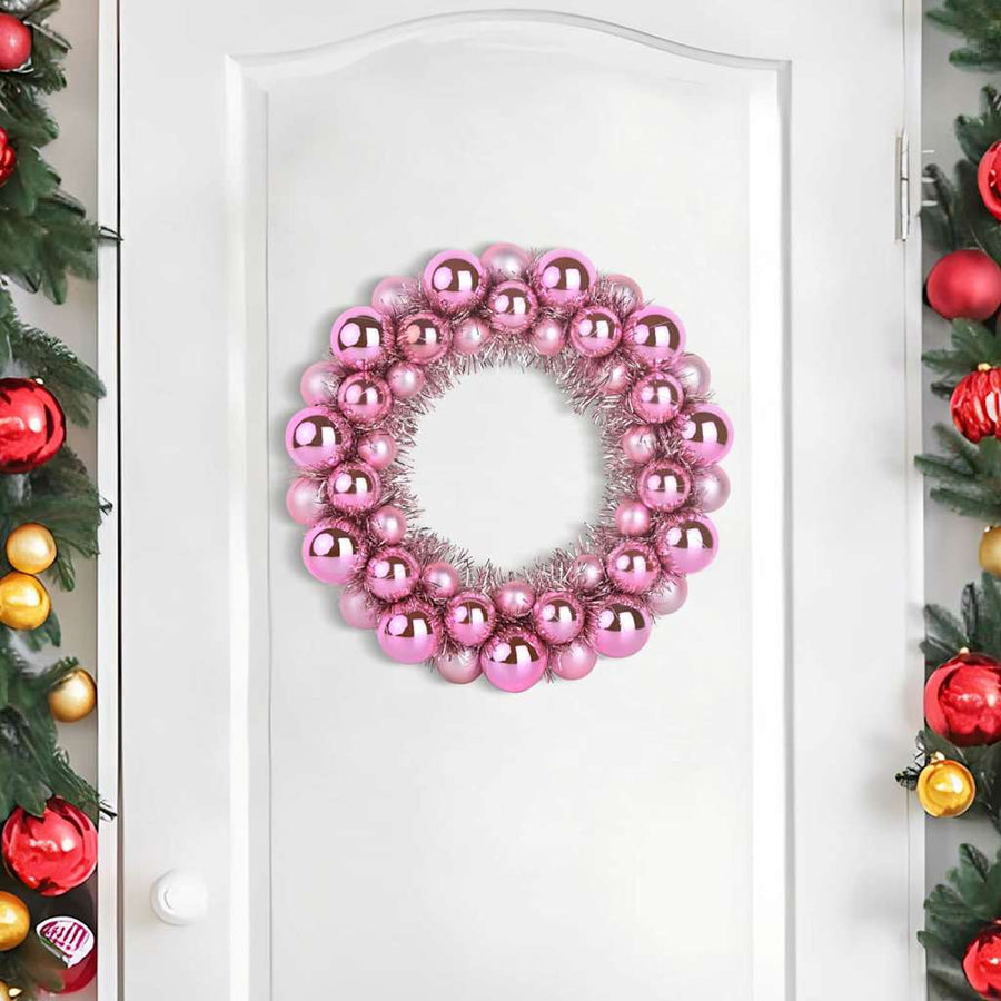 Kerstbal Kransen 2 pcs Roze 33 x 33 x 7 cm Polystyreen