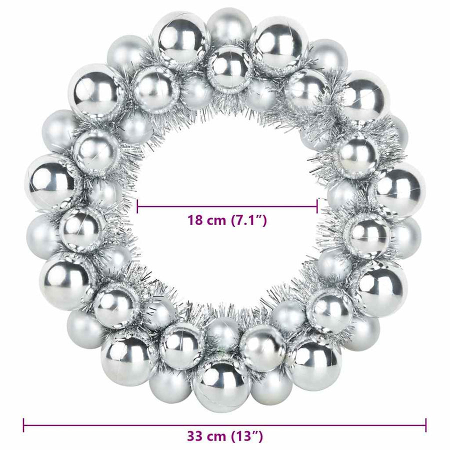 Kerstbal Kransen 2 pcs Zilver 33 x 33 x 7 cm Polystyreen