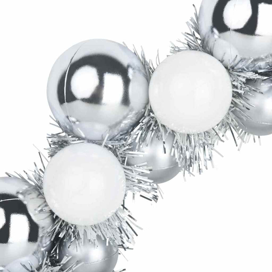 Kerstbal Kransen 2 pcs Wit en Zilver 33 x 33 x 7 cm Polystyreen