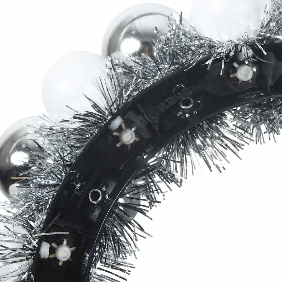 Kerstbal Kransen 2 pcs Wit en Zilver 33 x 33 x 7 cm Polystyreen