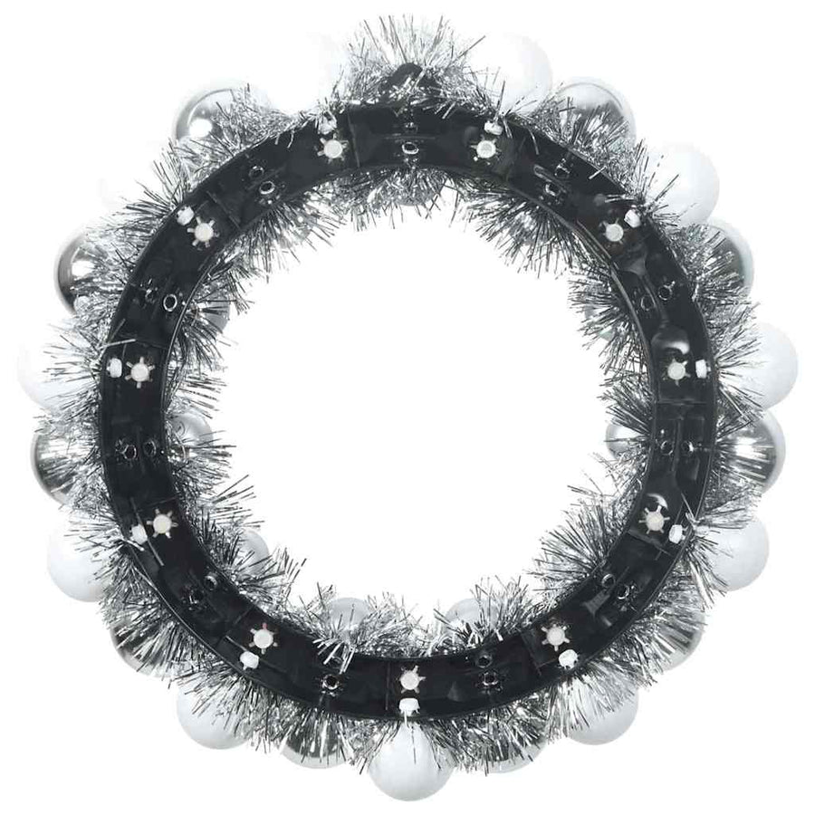 Kerstbal Kransen 2 pcs Wit en Zilver 33 x 33 x 7 cm Polystyreen