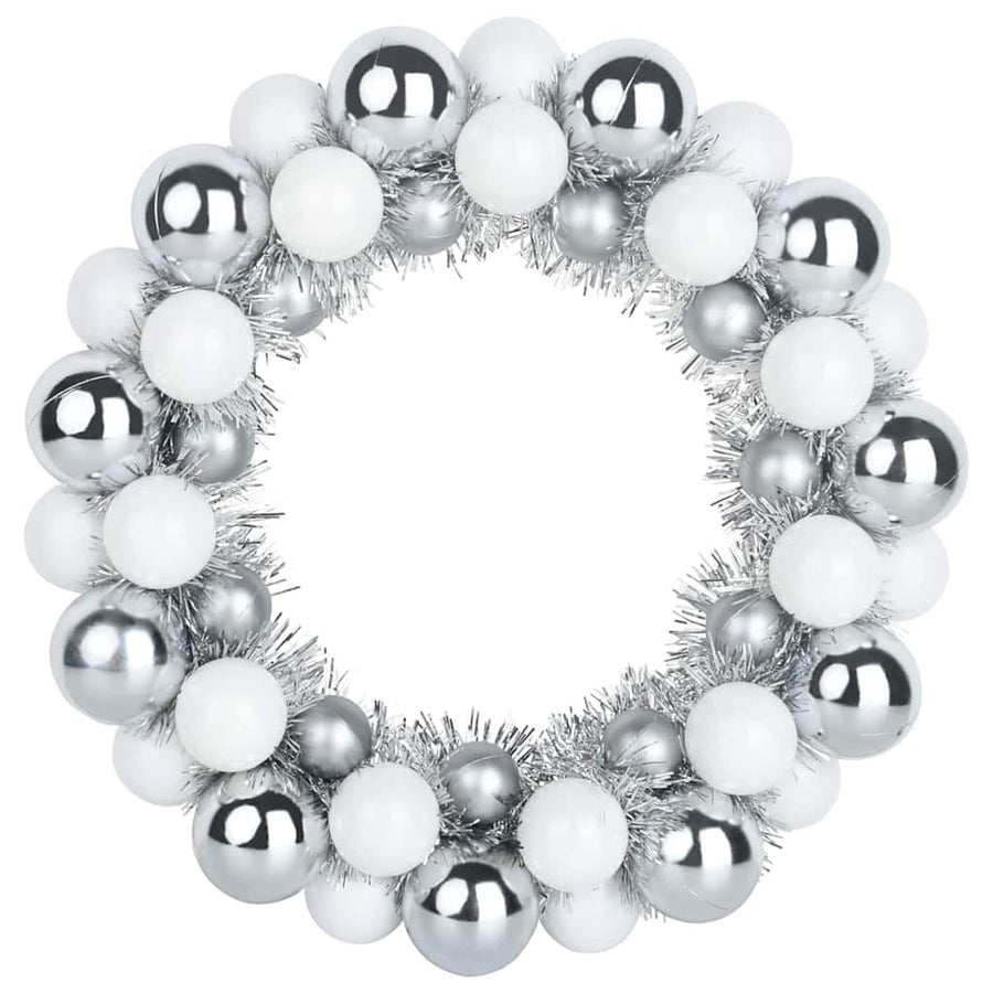 Kerstbal Kransen 2 pcs Wit en Zilver 33 x 33 x 7 cm Polystyreen