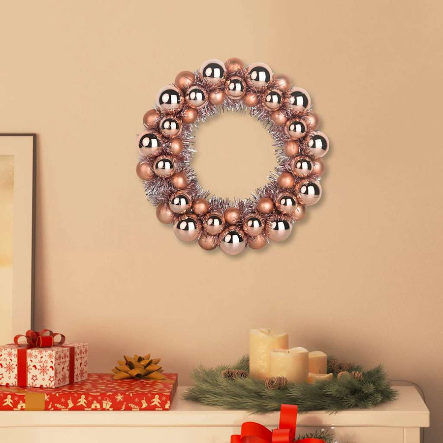 Kerstbal Kransen 2 pcs Rose Gold 33 x 33 x 7 cm Polystyreen