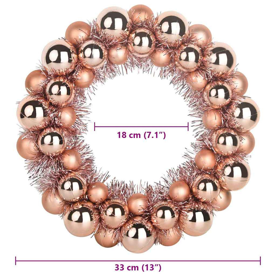 Kerstbal Kransen 2 pcs Rose Gold 33 x 33 x 7 cm Polystyreen