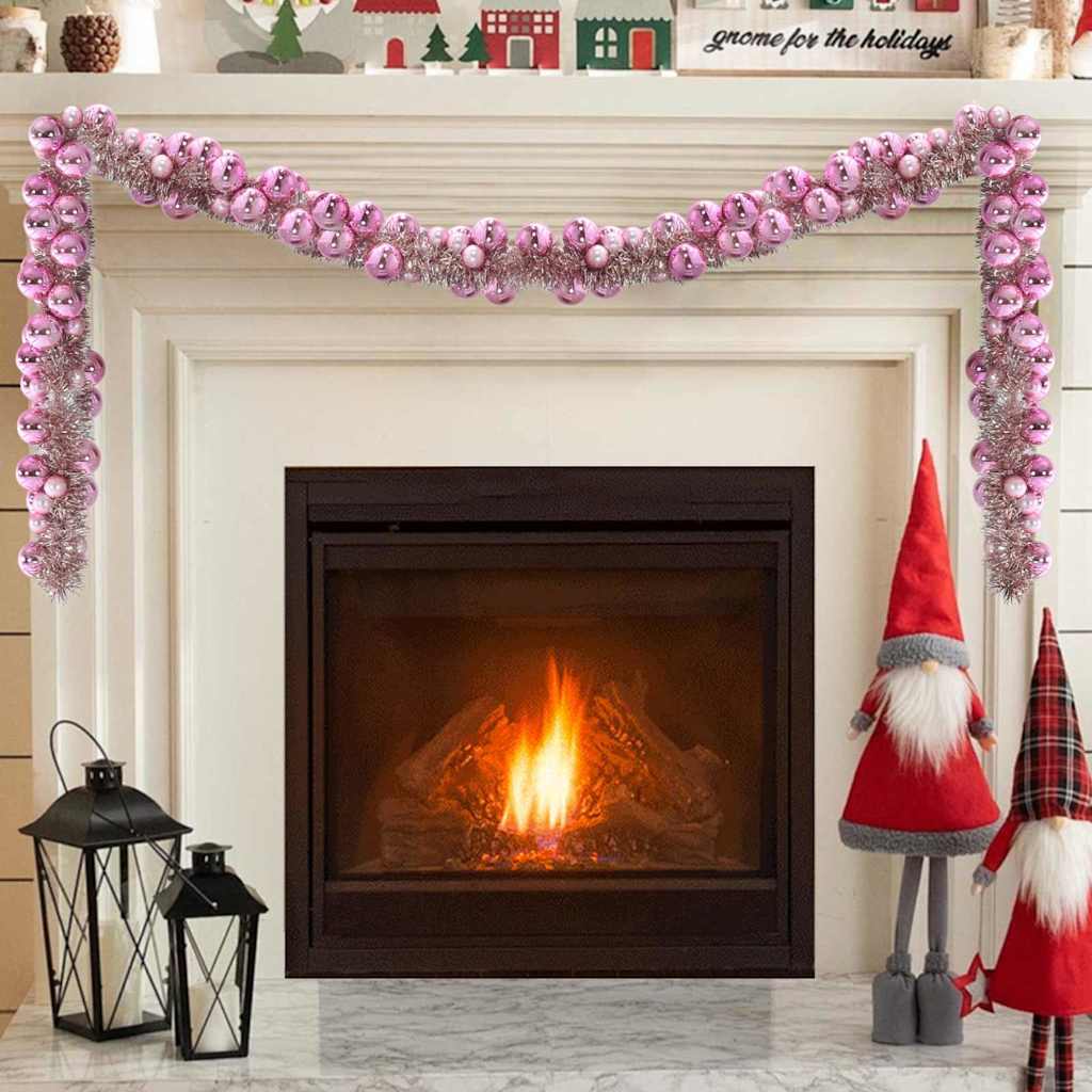 Kerstbal Guirlande Roze 186 cm Polystyreen