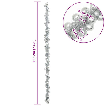 Kerstbal Guirlande Zilver 186 cm Polystyreen