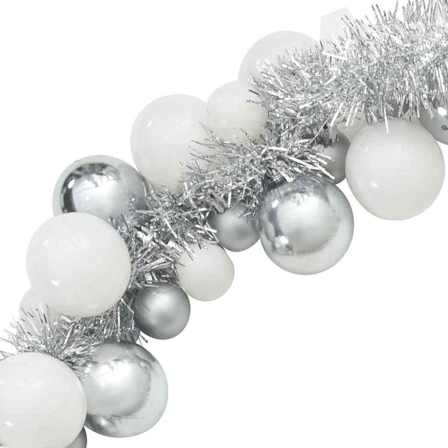 Kerstbal Guirlande Wit en Zilver 186 cm Polystyreen
