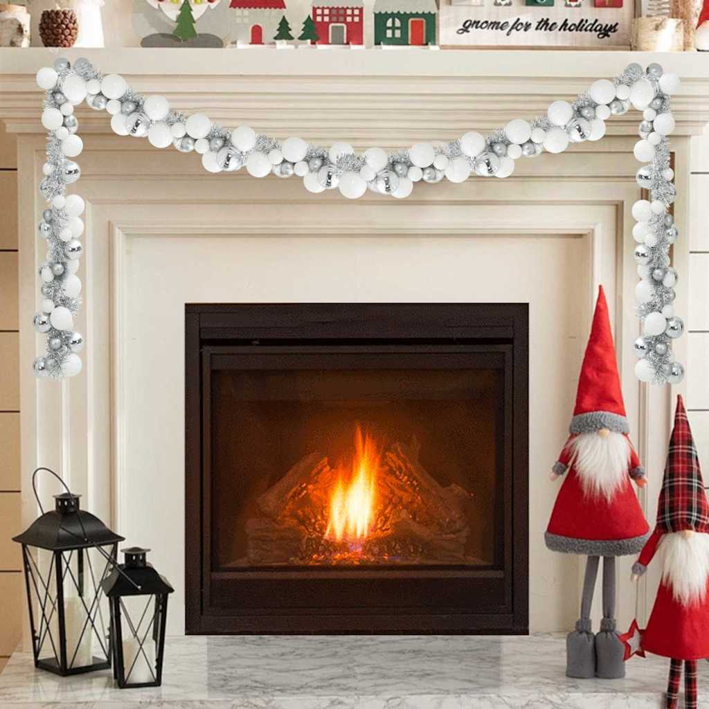 Kerstbal Guirlande Wit en Zilver 186 cm Polystyreen