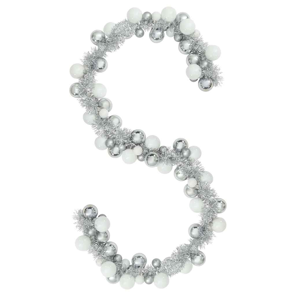 Kerstbal Guirlande Wit en Zilver 186 cm Polystyreen